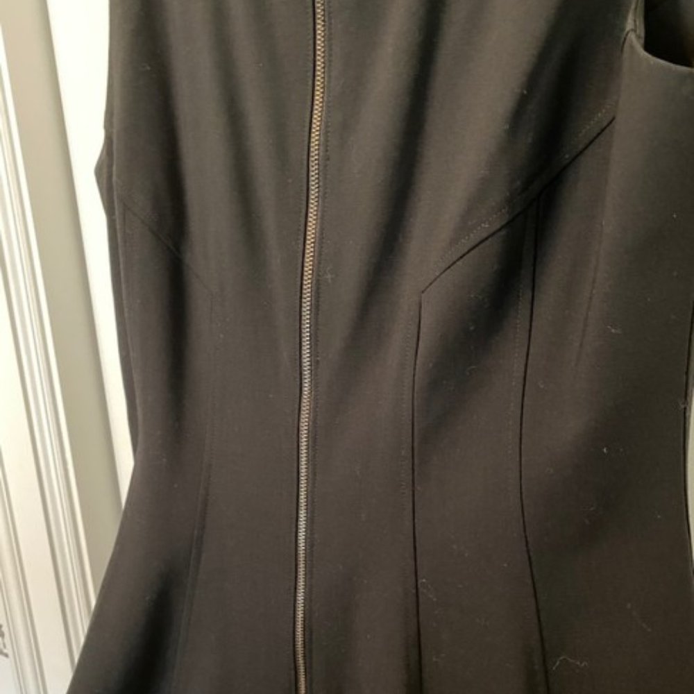 Theory Black Full Front Zip Up Cocktail Dress